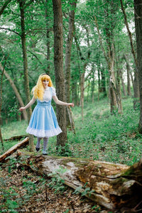 High Waisted Skirt with Straps Fairytale Halloween Alice in Wonderland Lolita Jumper Dress