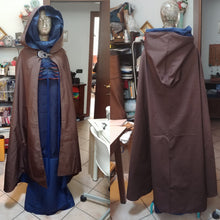 Load image into Gallery viewer, READY FOR SHIPPING Blue Brown Wizard dress, Mage costume set, Sorceress wardrobe , Pagan Priest Priestess Costume, set 4 pieces