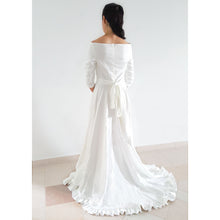 Load image into Gallery viewer, Long sleeve classy bridal gown wedding dress Boat neck wedding dress Meghan Markle Wedding dress