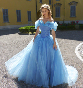 Halloween Costume Cosplay Princess Dress Cinderella Blue Ball Gown