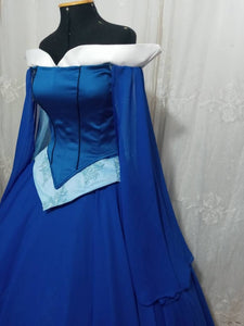 Princess customade+hoopskirt Cosplay Aurora Blue dress