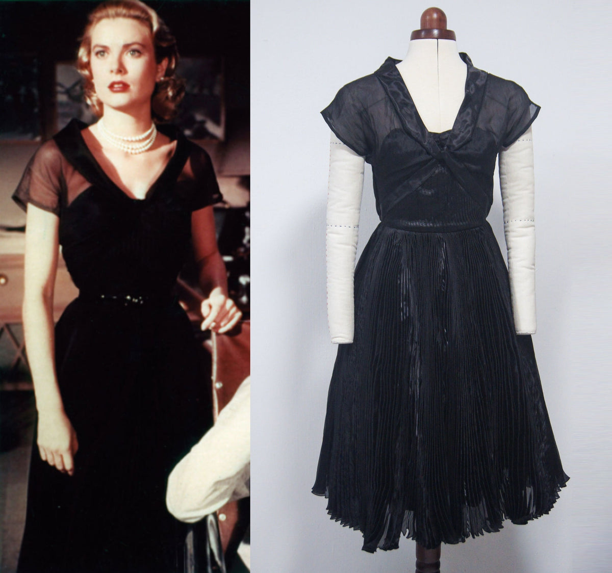 Vintage 50s Little Black Grace Kelly Rear window black dress – MJcostume