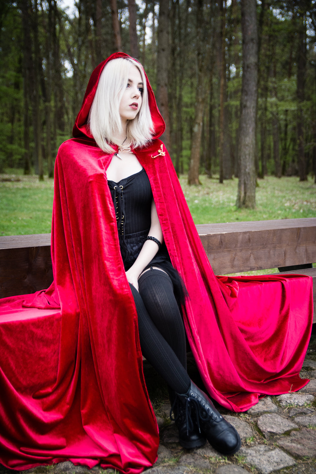 Hooded Cloak Fantasy Cloak Hooded Cape Red Riding Hood Medieval Cloak Red Cloak Bridal Cape