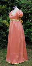 Load image into Gallery viewer, Empire gown ball Jane Austen peach blossom Regency dress