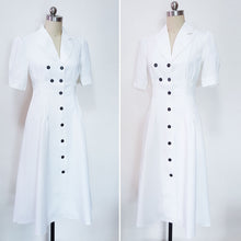 Load image into Gallery viewer, Midi shirtdress retro white dress