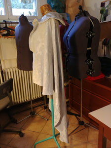 READY FOR SHIPPING Light Gray Jacquard cape with Satin collar