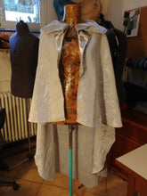 Load image into Gallery viewer, READY FOR SHIPPING Light Gray Jacquard cape with Satin collar