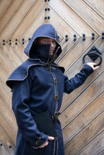 Load image into Gallery viewer, Medieval Coat with Hood Fantasy Robe Wizard Mantle Assassin Costume Cultist Outfit Alchemist Adventurer Clothing