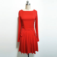 Load image into Gallery viewer, Duchess of Cambridge Pleated Kate Middleton Inspired Red Peplum Dress