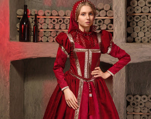 Renaissance dress MADE TO ORDER Queen of England burgundy dress in the style of sixteenth century English high fashion