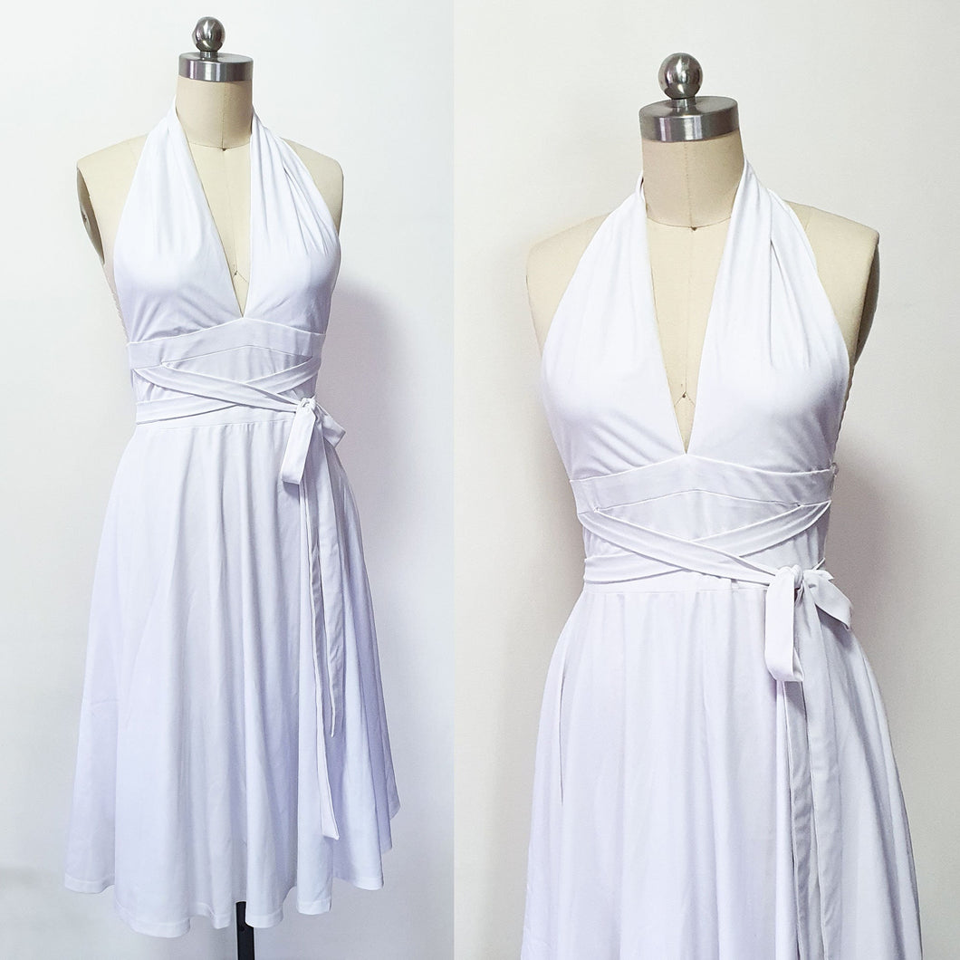 Lconic White halter neck dress 1955 The Seven Year Itch inspired dress